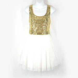 Beautiful White Gold Party Dress Junior Size 13/14